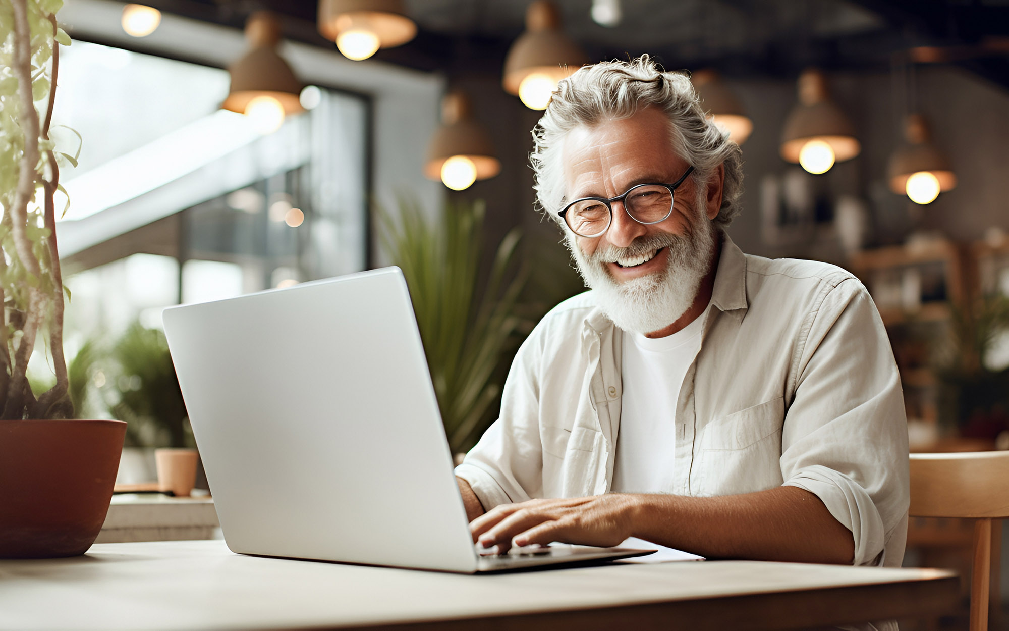 Older Man Working at Computer Elder